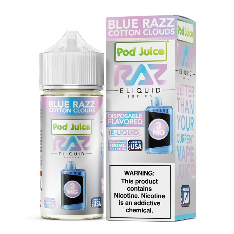 RAZ LTX E-Liquid (100ml) Blue Razz Cotton Clouds