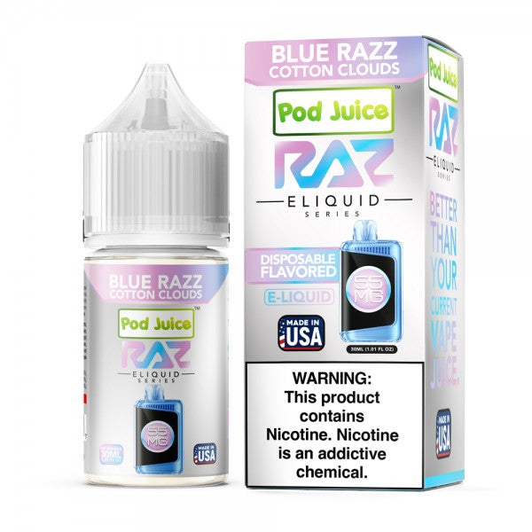 RAZ LTX Salt Nic E-Liquid (30ml) Blue Razz Cotton Clouds